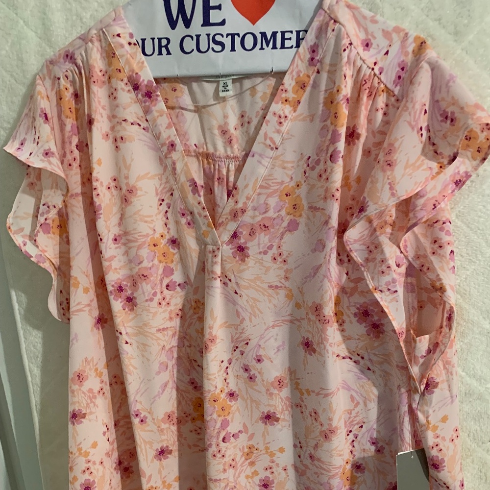 Chaos women's lightweight pink floral sleeveless top new with tags XL
